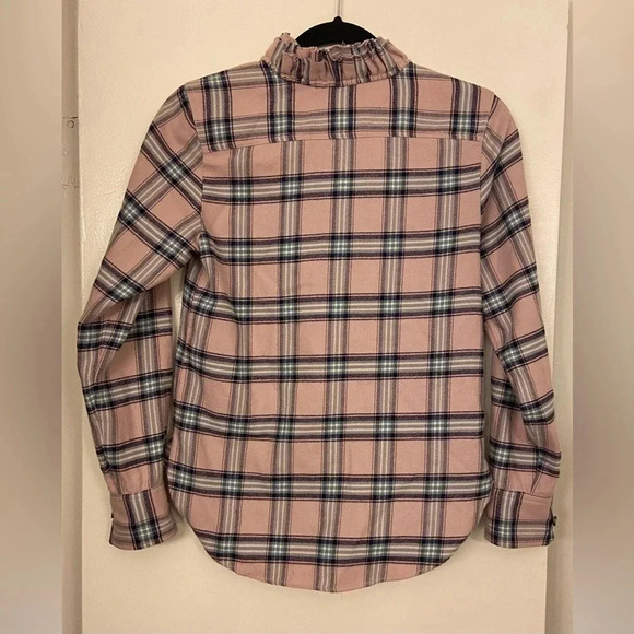 Isabel Marant Etoile Awendy Plaid Ruffle Button Down Flannel Long Sleeve Size 2 - Picture 3 of 8